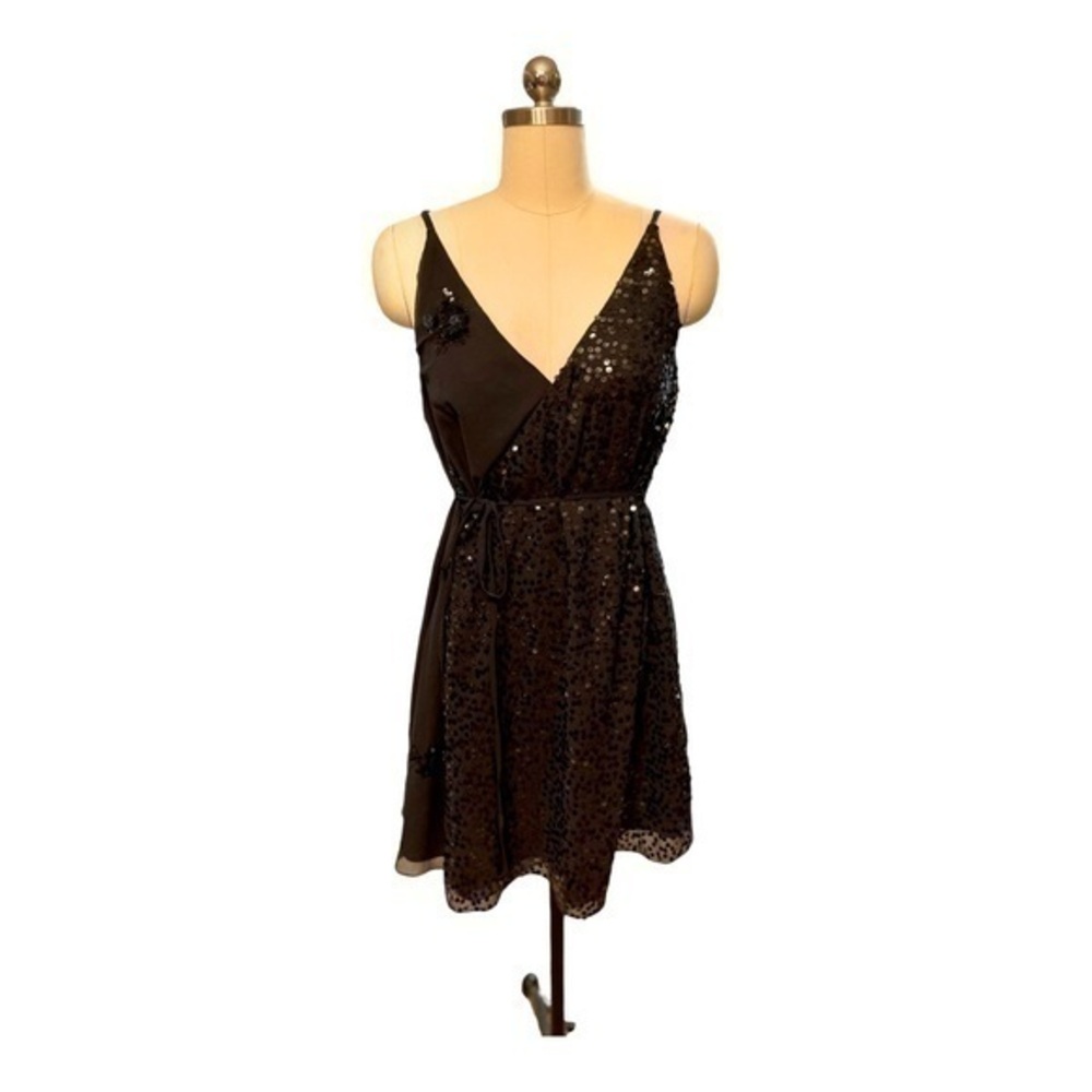 French Connection Aurora Embellished Wrap Dress Size 2 Navy Blue